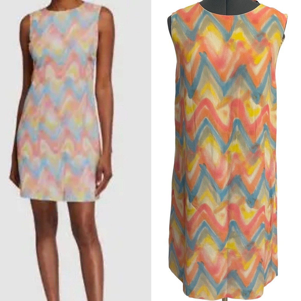 NWT Missoni Chevron‎ Zig Zag Pastel Sleeveless Shift Dress Luxury 44 8 $470